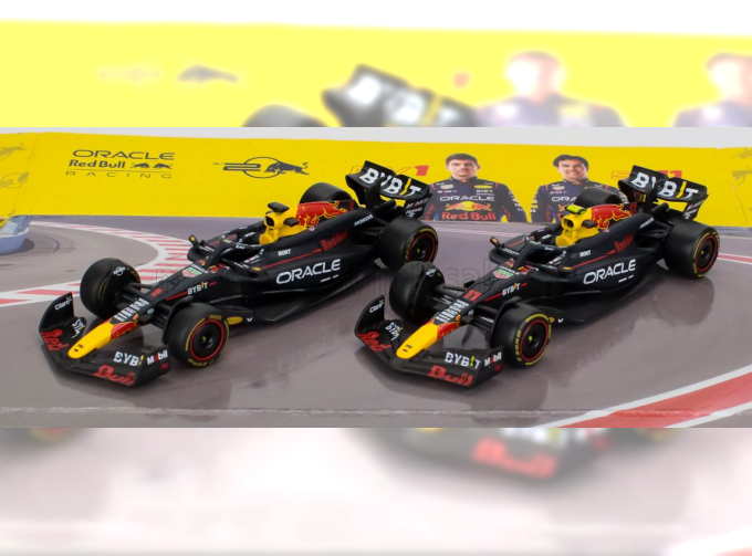 RED BULL Set F1 2x Rb20 Team Oracle Red Bull Racing №1 World Champion Season (2024) Max Verstappen + №11 Season 2024 Sergio Perez, Blue Yellow Red