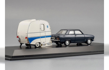 OPEL Kadett B with Сamping Trailer "Knaus Schwalbennest" (1965), blue / white