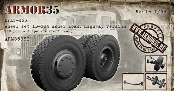 КрАЗ-256 Набор колес ИД-304 под нагрузкой (10 штук+запаска+балка)