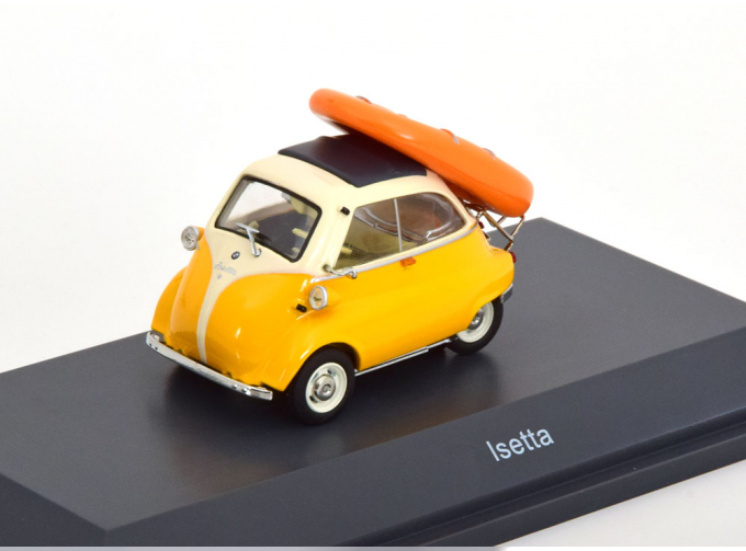 BMW Isetta with Schlauchboot (1955), yellow white