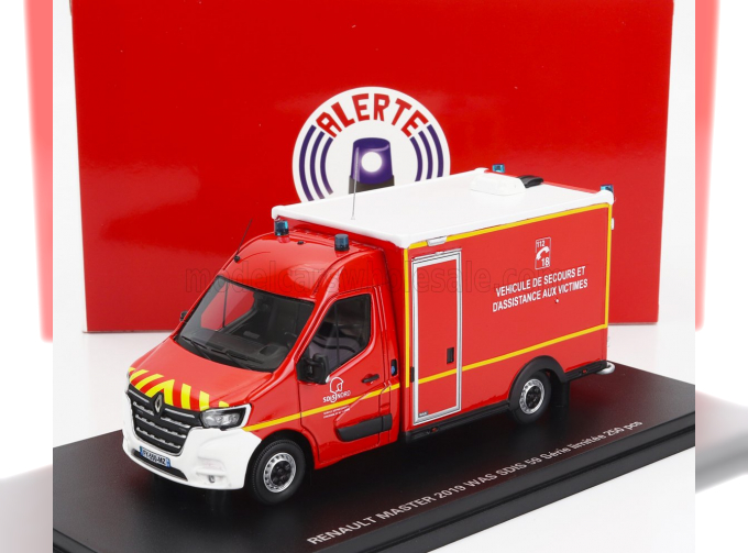 RENAULT Master Van Was Sdis 59 Vehicule De Secours Et D'assistance Aux Victimes Ambulance Sapeurs Pompier (2019), Red White