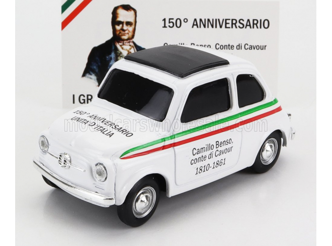 FIAT 500 Camillo Benso Conte Di Cavour 1810-1861 - I Grandi Artefici Dell'unita' D'italia, White