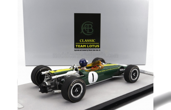 LOTUS F1 43 Team Lotus №1 Winner USA Gp (with Pilot Figure) (1966) Jim Clark, British Racing Green Yellow