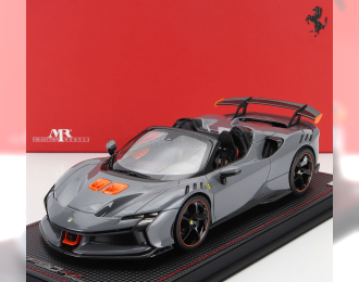 FERRARI Sf90 Xx Stradale Spider (2024) - Con Vetrina - With Showcase, Grigio Nardo - Grey Orange Black