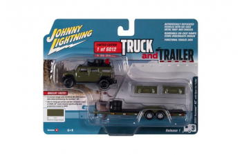 HUMMER H2 (2004) with Open Trailer, moss green