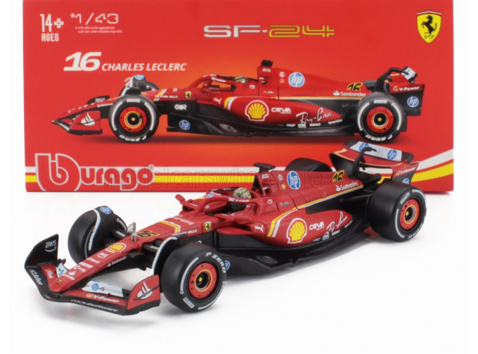 FERRARI F1 Sf-24 Team Scuderia Ferrari №16 Winner Italy Monza Gp (2024) Charles Leclerc - With Pilot And Showcase, Red White Black