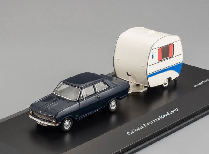 OPEL Kadett B with Сamping Trailer "Knaus Schwalbennest" (1965), blue / white