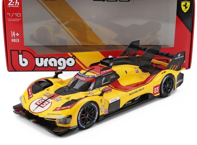 FERRARI 499p 3.0l Turbo V6 Team Af Corse №83 Winner 24h Le Mans (2025) Robert Kubica - Phil Hanson - Yifei Ye, Yellow Red