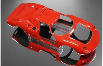 FERRARI 250lm Car Body + Rolling Chassis (1963) - Con Vetrina - With Showcase, Red