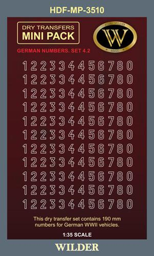 Сухая декаль Немецкие номера для наземной техники. Сет 4.2 Контурные, белые.