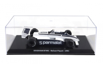 BRABHAM F1 Bt49c Parmalat Racing Team №5 World Champion Season (1981) Nelson Piquet - Con Vetrina - With Showcase, White Blue