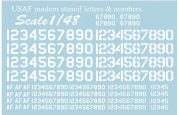 USAF modern stencil letters and numbers». White.The complete set 1,5 leaf. Wet decal