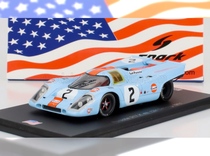 PORSCHE 917k №2 4th 12h Sebring (1971) Pedro Rodriguez - Jackie Oliver, Light Blue Orange