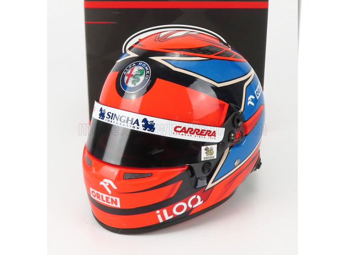 BELL HELMET F1 Casco Helmet Alfa Romeo C41 Team Orlen Racing N 7 Italy Imola Gp (2021) Kimi Raikkonen, Red Light Blue