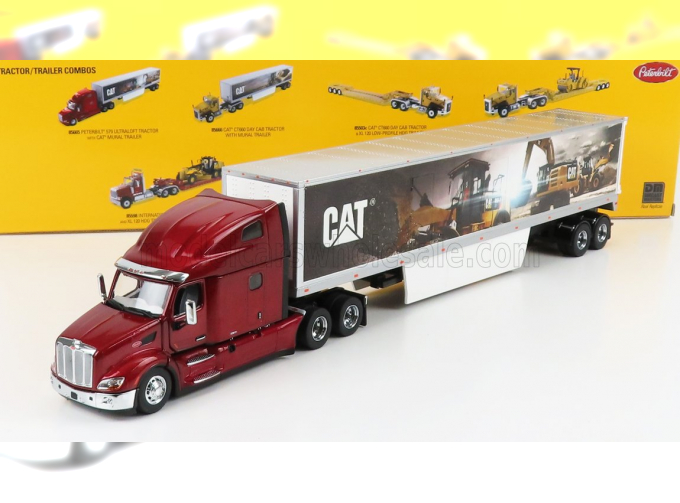 PETERBILT 579 Truck With Cat Mural Trailer 2011, Red Met Silver