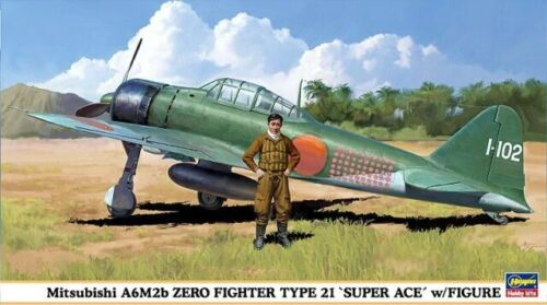 Сборная модель Самолет Mitsubishi A6M2b ZERO FIGHTER TYPE 21 SUPER ACE w/FIGURE