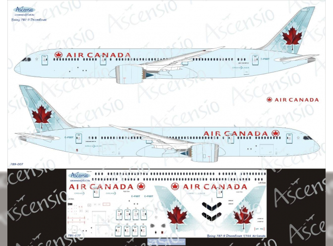 Декаль на самолёт боенг 787-9 (Air Canada)