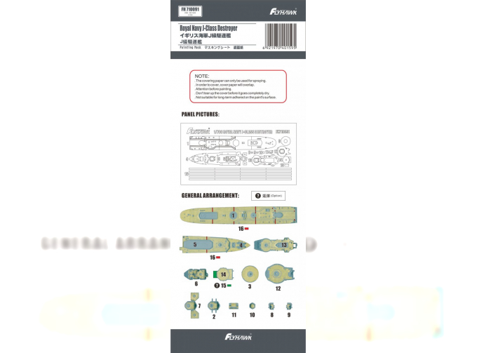 Маска окрасочная для Royal Navy J Class Destroyer