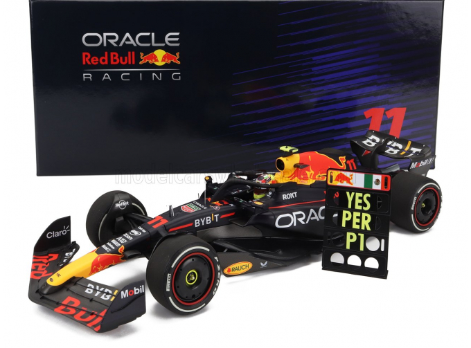 RED BULL F1 Rb19 Team Oracle Red Bull Racing N11 Winner Saudi Arabian Gp With Pit Board (2023) Sergio Perez, Matt Blue