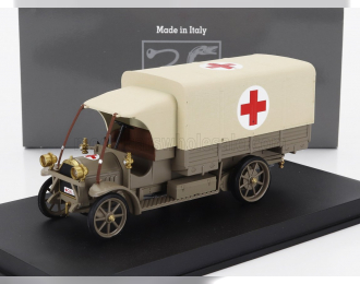 FIAT 18bl Truck Telonato Ambulanza C.r.i. 1915 - 160th Anniversario Croce Rossa Italiana, Military Green