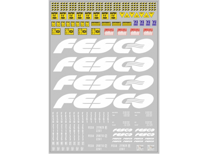 Набор декалей Контейнеры FESCO (вариант 1), белый (200х140)