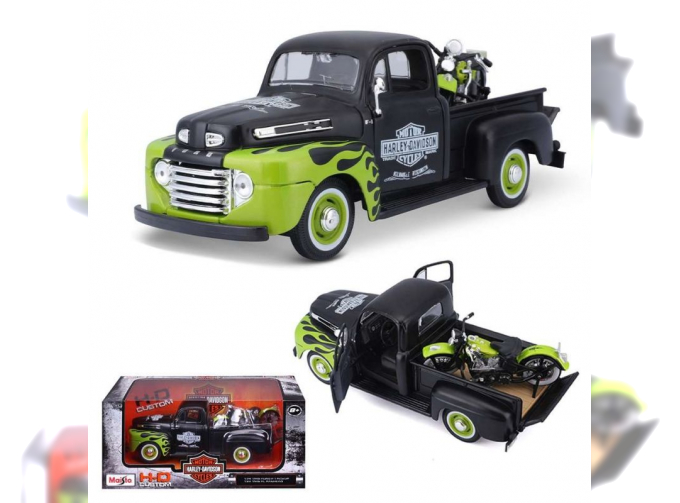 FORD F-1 Pickup (1948) + HARLEY DAVIDSON FL Panhead (1948), black/green