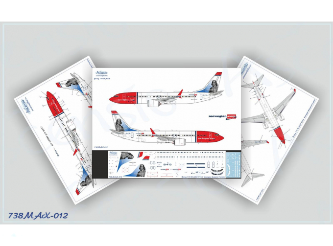 Декаль на самолет Boeing 737-8 MAX Norwegian (Benjamin Franklin)