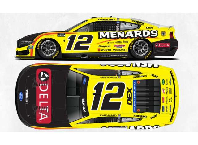 Ford Mustang #12 Ryan Blaney *Menards/Delta*, yellow/black 2026