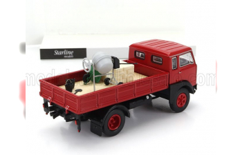 FIAT 642 Truck Pianale Con Betoniera Ed Accessori (1962) - Cement Mix With Accessories, Red Black