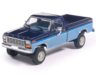 FORD F-150 Custom Explorer Short Bed Styleside 4x2 Pickup (1981), 2 tone blue
