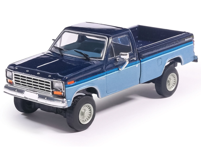 FORD F-150 Custom Explorer Short Bed Styleside 4x2 Pickup (1981), 2 tone blue