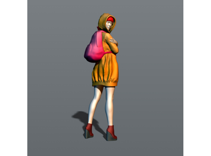 Фигура Девушка с рюкзаком, окрашенная