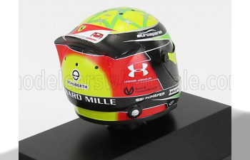 SCHUBERTH HELMET F2 Keyring Helmet Dallara Team Prema Racing N9 Season Mick Schumacher (2019), Yellow Green Red Black