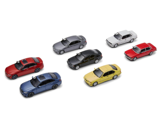 Набор из 7 моделей BMW 3 Collection 50 Years - 7 поколении - E21 1975 - E30 1982 - E36 1990 - E46 1997 - E90 2005 - F30 2011 - G20 2018
