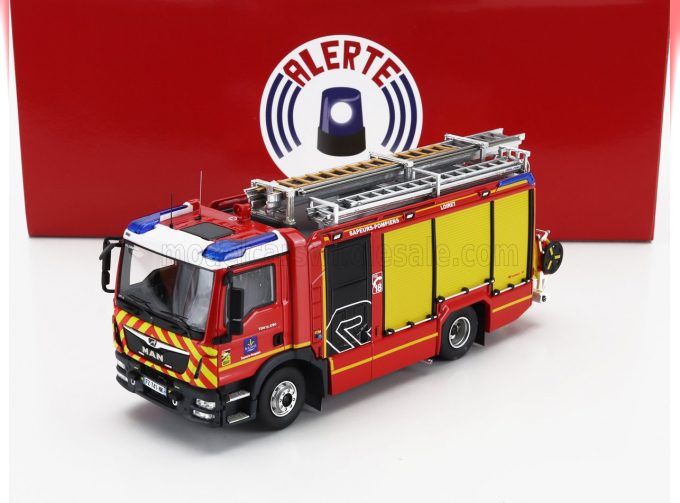 MAN Tgm 15.290 Tanker Truck Sapeurs Pompiers Ftp Rosenbauer Sdis 45 Loires (2020), Red Yellow Grey