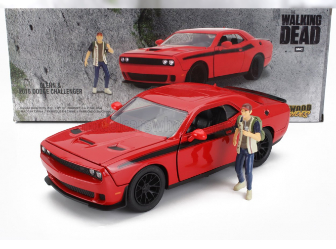 DODGE Challenger With Walking Dead Glenn Figure (2015), Red Black