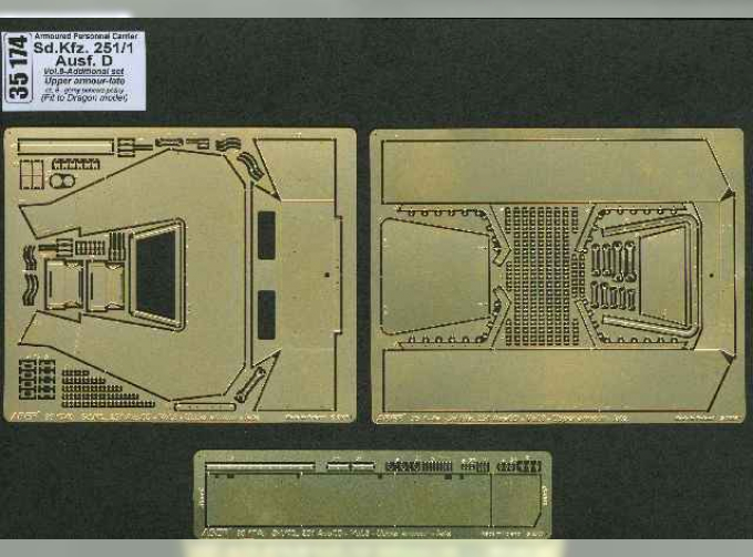 Фототравление для Armoured personnel carrier Sd.Kfz. 25 Ausf. D - vol. 8 - additional set - upper armour, late