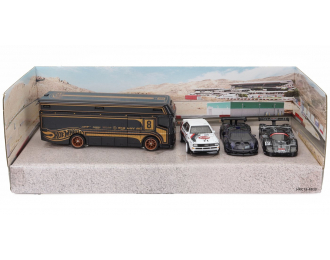 AUDI Set 4x Euro Hauler Car Transporter - Quattro Sport №3 - Lamborghini Essenza - Sauber Mercedes №61 24h Le Mans, Various