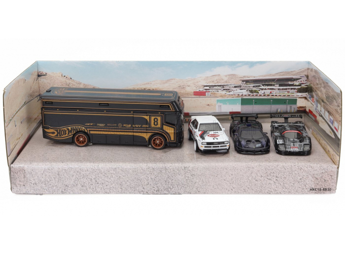 AUDI Set 4x Euro Hauler Car Transporter - Quattro Sport №3 - Lamborghini Essenza - Sauber Mercedes №61 24h Le Mans, Various