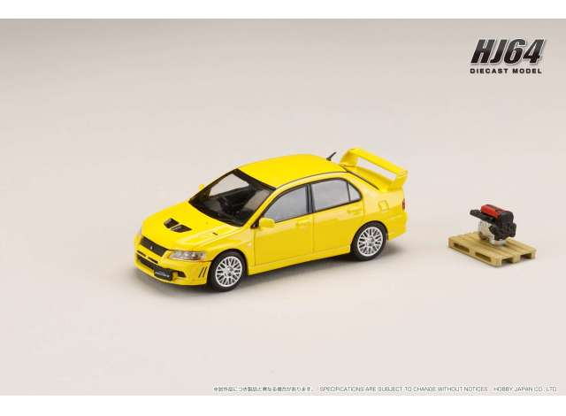 MITSUBISHI Lancer GSR Evolution 7 with Engine Display Model, dandelion yellow