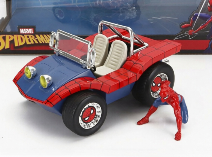 MAYERS MANX Buggy With Spiderman Figure Marvel 1964, blue / red