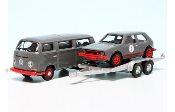 VOLKSWAGEN T2 Minibus (1962) With Trailer + Golf Gti Mki №1 Racing (1976), Grey Red
