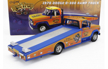 DODGE D-300 Truck Ramp Car Transporter Rat Trap (1970), Orange Blue