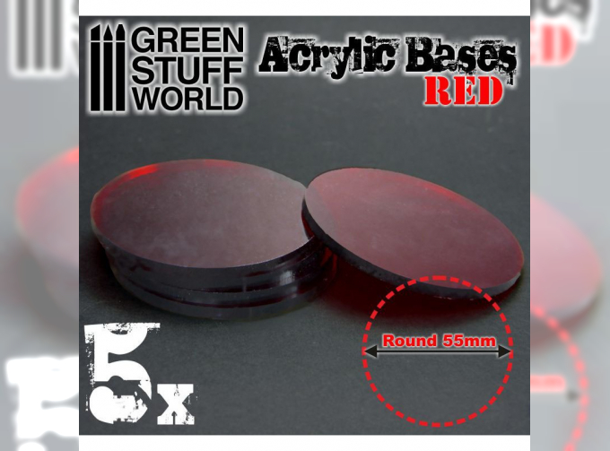 Акриловое основание, круглое, 55 мм - прозрачно-красное / Acrylic Bases - Round 55 mm CLEAR RED