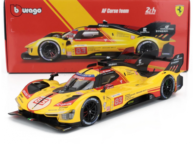FERRARI 499p 3.0l Turbo V6 Team Af Corse №83 24h Le Mans (2024) Robert Kubica - Robert Shwartzman - Yifei Ye, Yellow Red