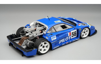 FERRARI F40 LM 3.5L TURBO V8 Team Pilot Pen Racing №56 24h Le Mans (1996) Michel Ferte - Olivier Thevenin - Nicolas Leboissetier - Open Rear Trunck And Engine part - close with magnetic system