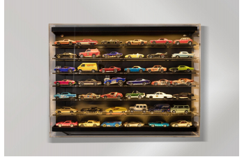 VETRINA DISPLAY BOX Espositore - For 42 Cars 1/64 Lungh.lenght Cm 50.0 X Largh.width Cm 8.0 X Alt.height Cm 37.5 (altezza Utile Tra I Ripiani Cm 4.5 Inner Height Among Shelves), Plastic Display