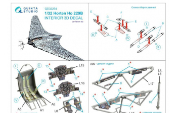 3D Декаль интерьера кабины Horten Ho 229B (Takom)