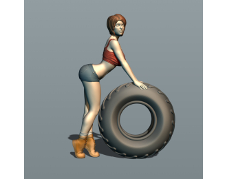 Фигура Красотка с покрышкой, окрашенная