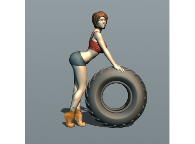 Фигура Красотка с покрышкой, окрашенная